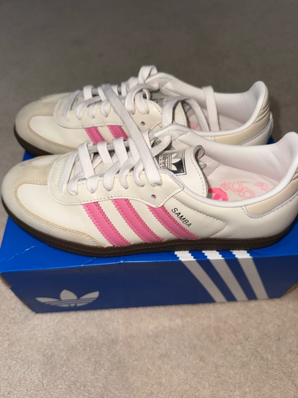 adidas Samba White with Pink Stripes Women's Sneakers
